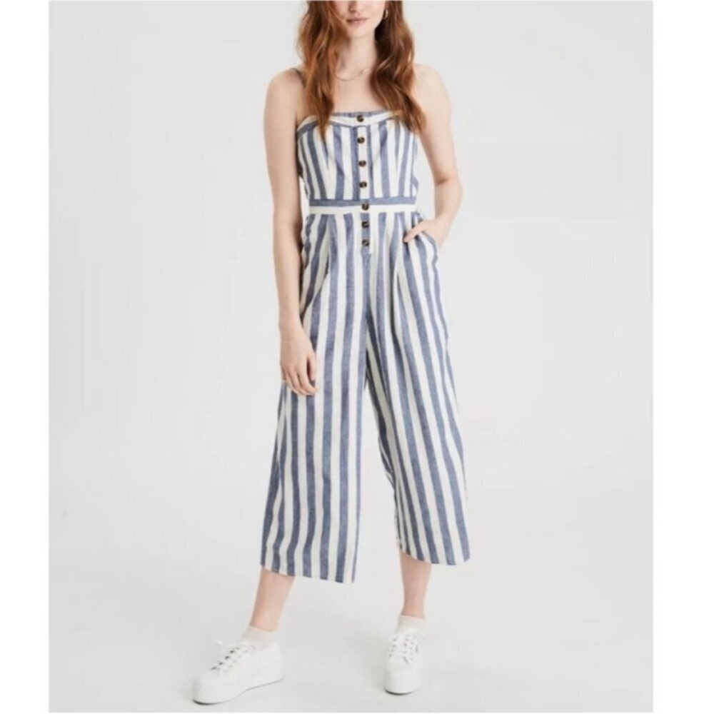 AMERICAN EAGLE Striped Blue and White Pants Jumpsuit size XS